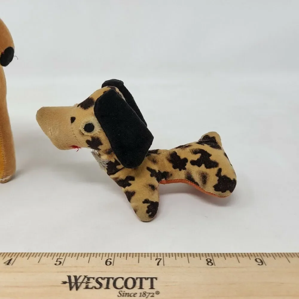 VINTAGE JAPAN PLUSH PRIZE BROWN HORSE SPOTTED DACHSUND ANIMAL TOY DOLL FELT EYES